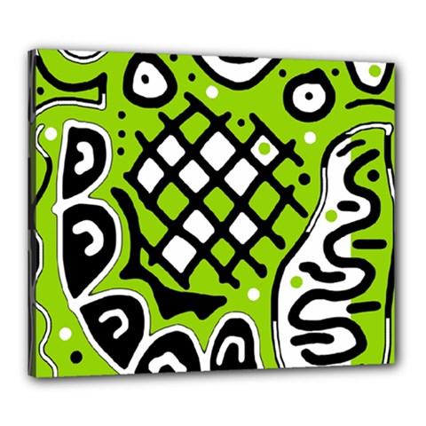 Green High Art Abstraction Canvas 24  X 20 