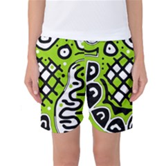 Green High Art Abstraction Women s Basketball Shorts