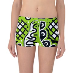 Green High Art Abstraction Reversible Boyleg Bikini Bottoms