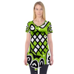 Green High Art Abstraction Short Sleeve Tunic 