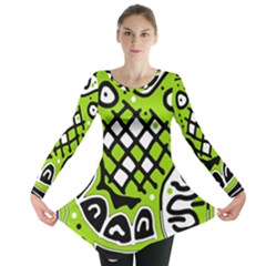 Green High Art Abstraction Long Sleeve Tunic 