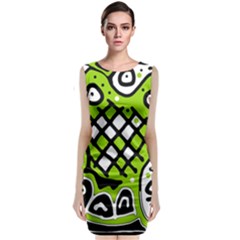 Green High Art Abstraction Classic Sleeveless Midi Dress