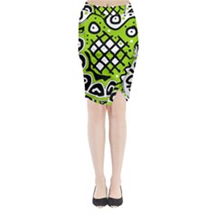 Green High Art Abstraction Midi Wrap Pencil Skirt by Valentinaart