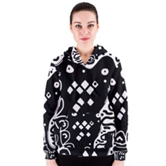 Black And White High Art Abstraction Women s Zipper Hoodie