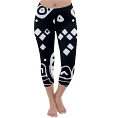 Black And White High Art Abstraction Capri Winter Leggings 