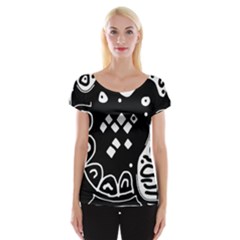 Black And White High Art Abstraction Women s Cap Sleeve Top by Valentinaart