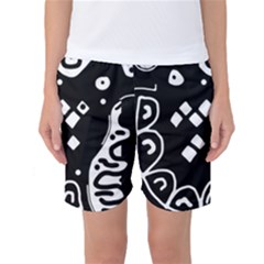 Black And White High Art Abstraction Women s Basketball Shorts