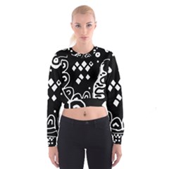 Black And White High Art Abstraction Women s Cropped Sweatshirt by Valentinaart