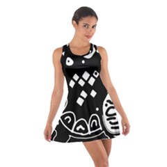 Black And White High Art Abstraction Cotton Racerback Dress