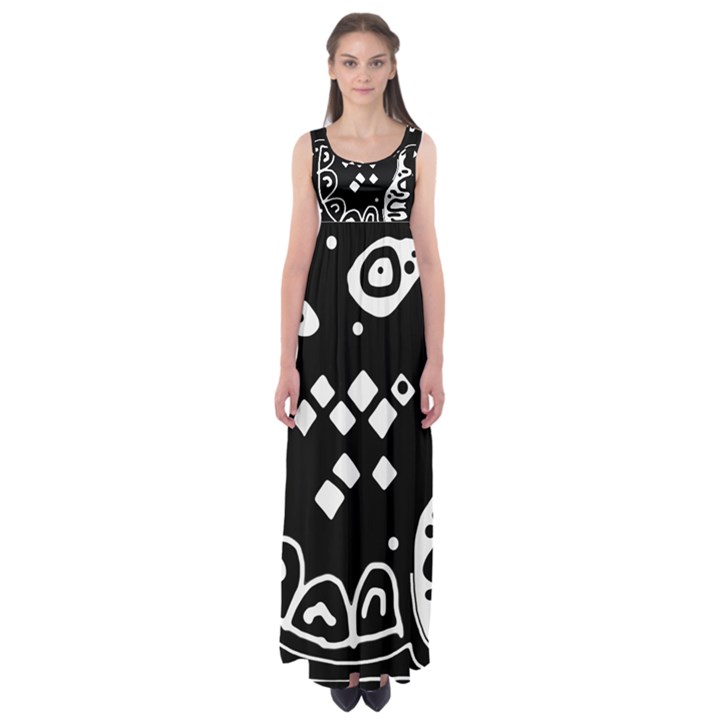 Black and white high art abstraction Empire Waist Maxi Dress