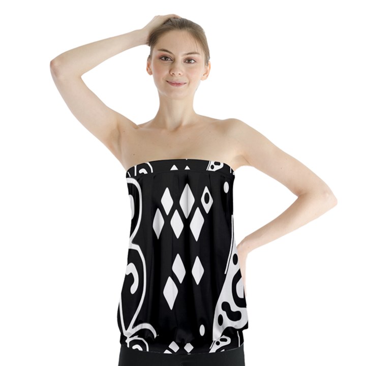 Black and white high art abstraction Strapless Top