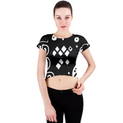 Black And White High Art Abstraction Crew Neck Crop Top by Valentinaart