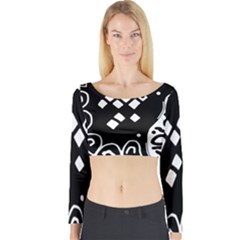 Black And White High Art Abstraction Long Sleeve Crop Top