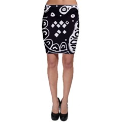 Black And White High Art Abstraction Bodycon Skirt