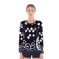 Black And White High Art Abstraction Women s Long Sleeve Tee