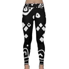 Black And White High Art Abstraction Yoga Leggings  by Valentinaart