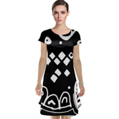 Black And White High Art Abstraction Cap Sleeve Nightdress by Valentinaart