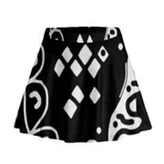 Black And White High Art Abstraction Mini Flare Skirt