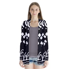 Black And White High Art Abstraction Drape Collar Cardigan by Valentinaart