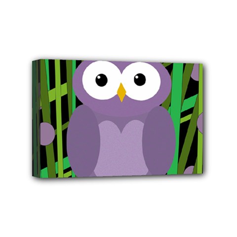 Purple Owl Mini Canvas 6  X 4 