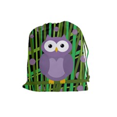 Purple Owl Drawstring Pouches (large) 