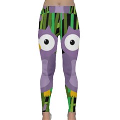 Purple Owl Yoga Leggings  by Valentinaart