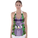 Purple owl Babydoll Tankini Top View1