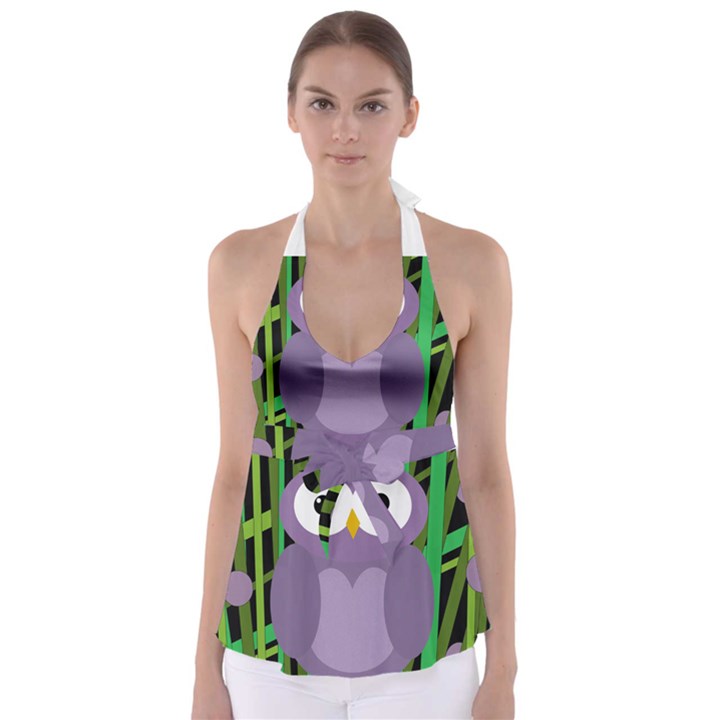 Purple owl Babydoll Tankini Top