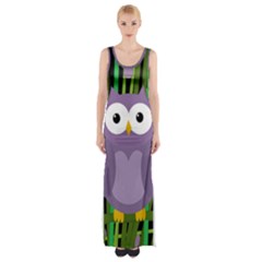 Purple Owl Maxi Thigh Split Dress