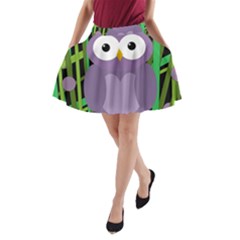 Purple Owl A-line Pocket Skirt by Valentinaart