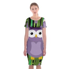 Purple Owl Classic Short Sleeve Midi Dress by Valentinaart