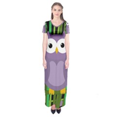 Purple Owl Short Sleeve Maxi Dress