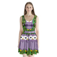 Purple Owl Split Back Mini Dress  by Valentinaart