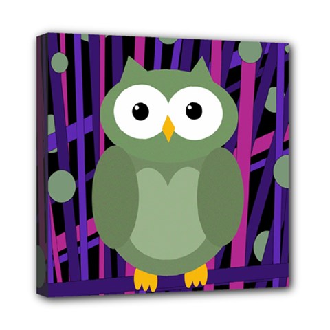 Green And Purple Owl Mini Canvas 8  X 8  by Valentinaart