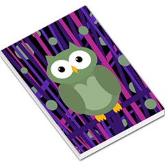 Green And Purple Owl Large Memo Pads by Valentinaart