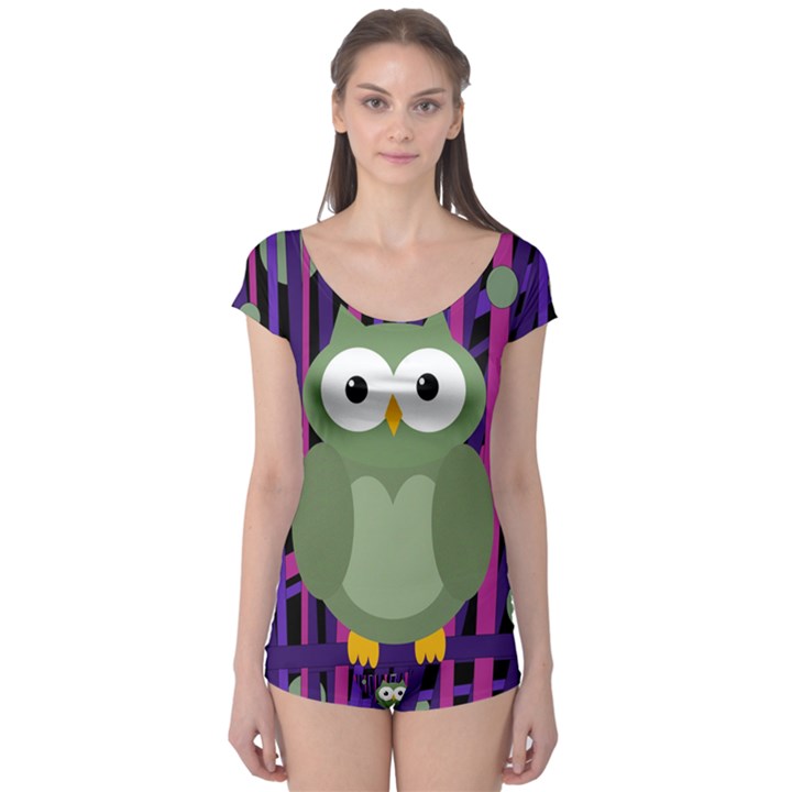 Green and purple owl Boyleg Leotard 