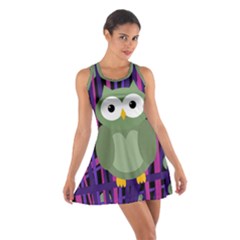 Green And Purple Owl Cotton Racerback Dress by Valentinaart