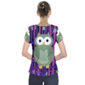 Green and purple owl Short Sleeve Front Detail Top View2