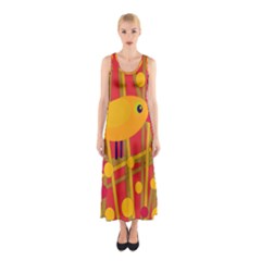 Yellow Bird Sleeveless Maxi Dress