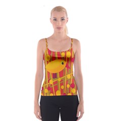 Yellow Bird Spaghetti Strap Top by Valentinaart