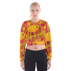 Yellow Bird Women s Cropped Sweatshirt by Valentinaart