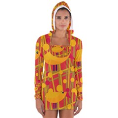 Yellow Bird Women s Long Sleeve Hooded T-shirt by Valentinaart