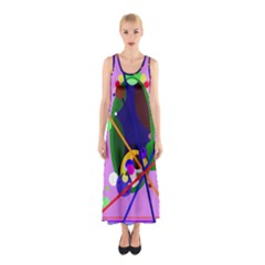 Pink Artistic Abstraction Sleeveless Maxi Dress