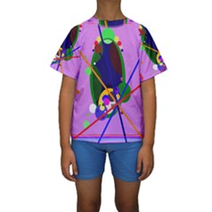 Pink Artistic Abstraction Kid s Short Sleeve Swimwear