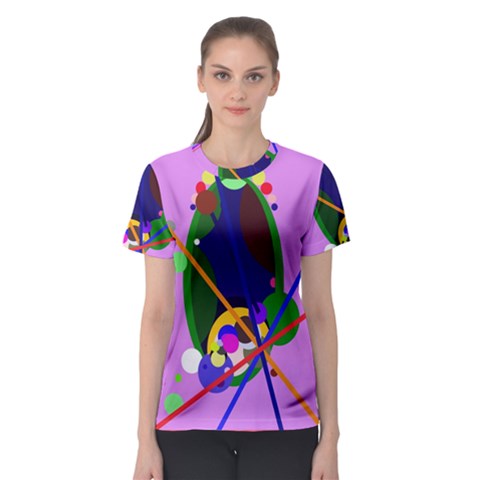 Pink Artistic Abstraction Women s Sport Mesh Tee by Valentinaart