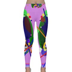 Pink Artistic Abstraction Yoga Leggings  by Valentinaart