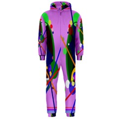 Pink Artistic Abstraction Hooded Jumpsuit (men) 