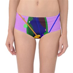 Pink Artistic Abstraction Mid-waist Bikini Bottoms