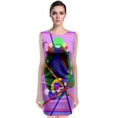 Pink Artistic Abstraction Classic Sleeveless Midi Dress