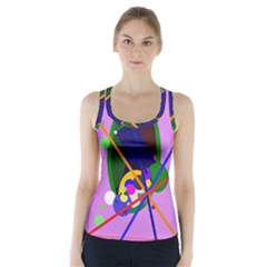 Pink Artistic Abstraction Racer Back Sports Top